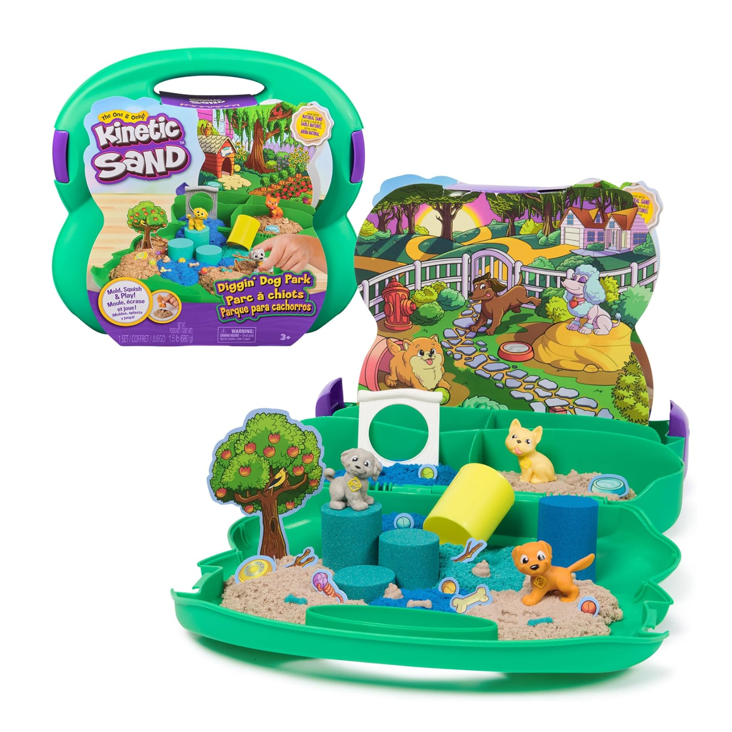 Kinetic Sand Diggin Dog Park Set 680g Play Sand 3 Tools Creative Sensory Toy Kid