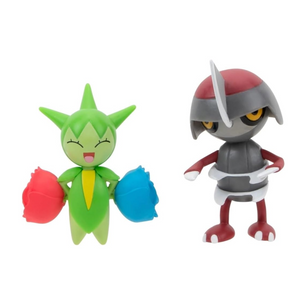 Pokemon Battle Figure Roselia & Pawniard 2-Pack 3-Inch Collectible Toy Figures
