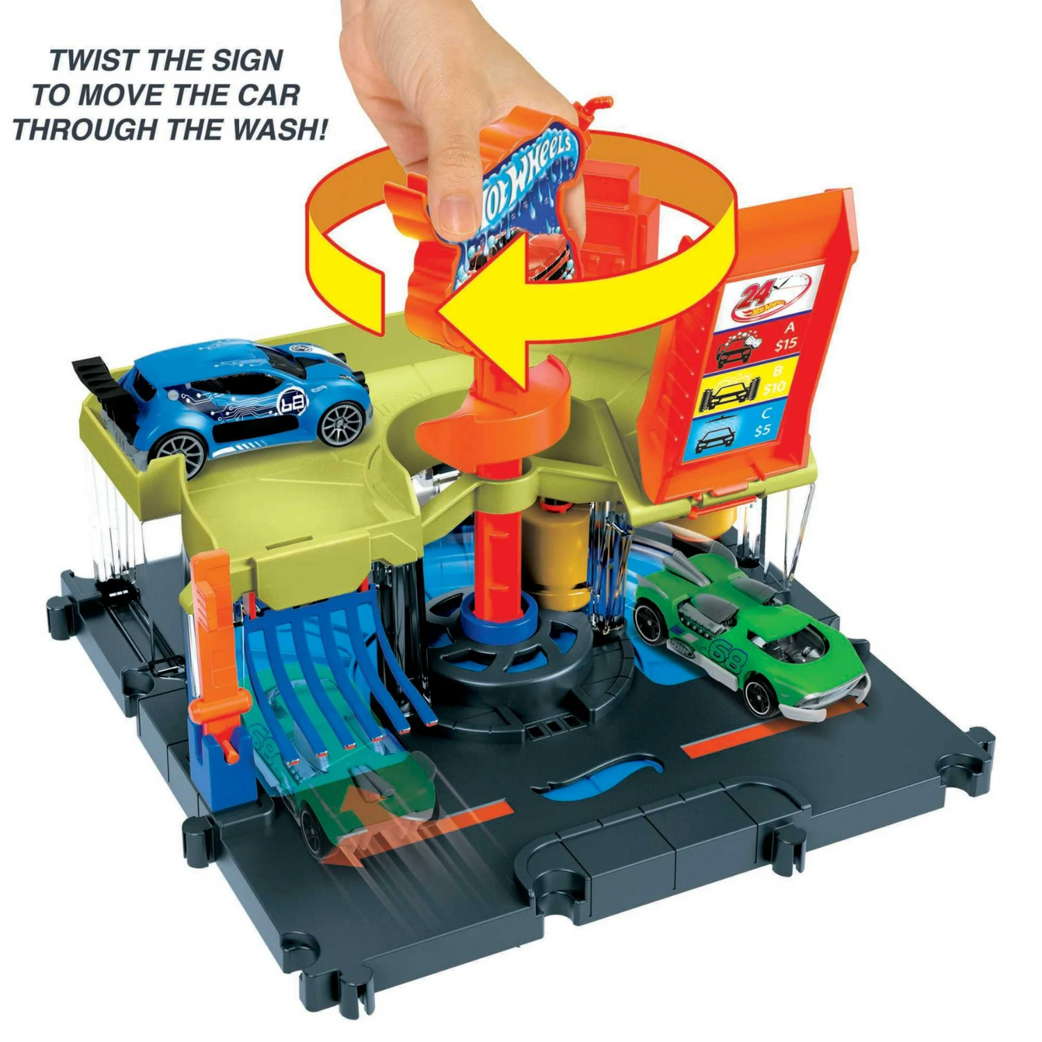 Hot Wheels City Downtown Track Set City Express Car Wash Burger Play