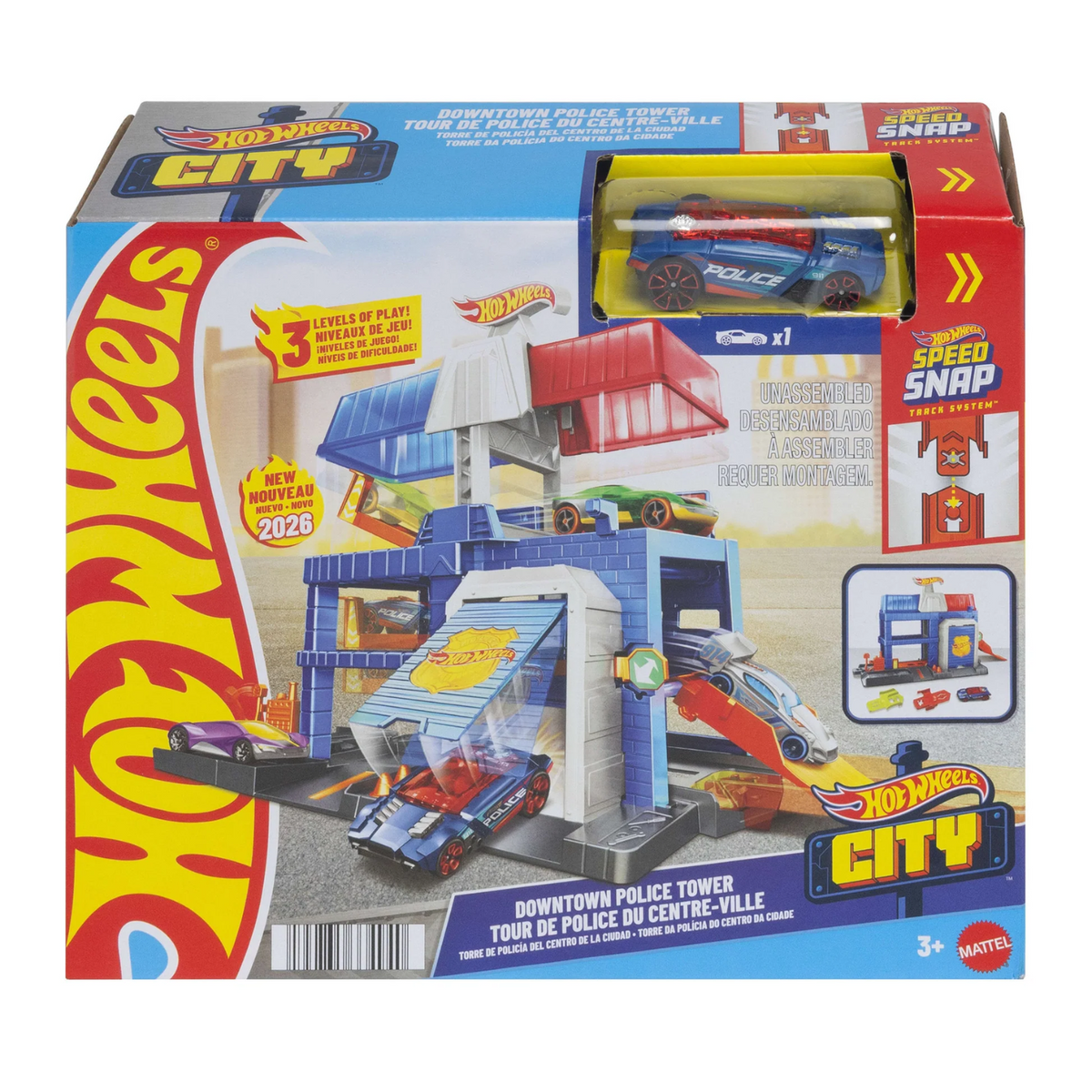 Hot Wheels City Track Downtown Police Tower Playset New Toy