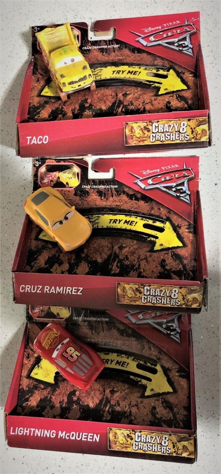 Disney Pixar Crazy 8 Crashers Lightning McQueen Cruz Ramirez Taco New Toy