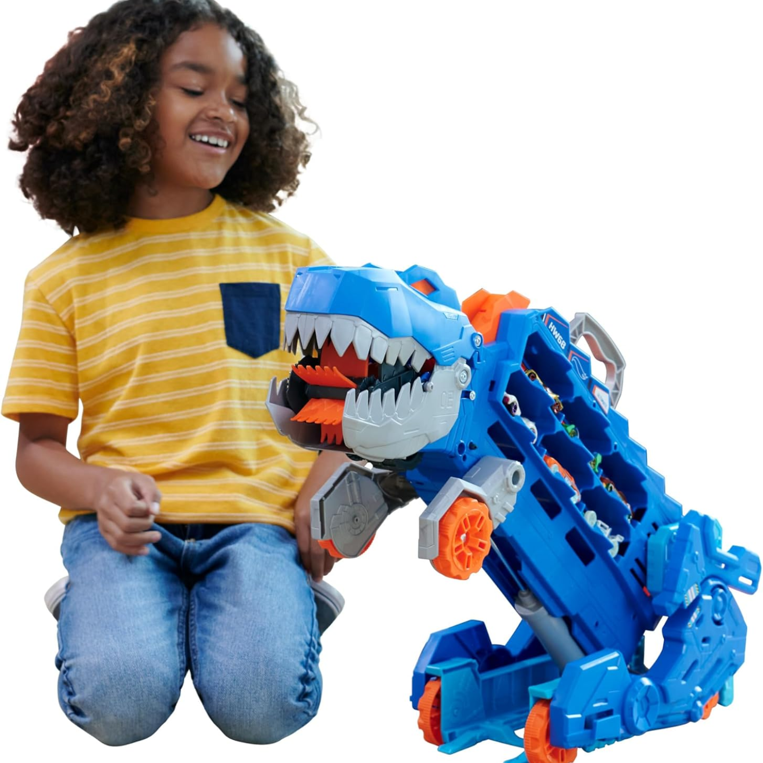Hot Wheels City Ultimate T-Rex Transporter Car Track Set Hauler Stomping Dino 4+