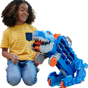 Hot Wheels City Ultimate T-Rex Transporter Car Track Set Hauler Stomping Dino 4+