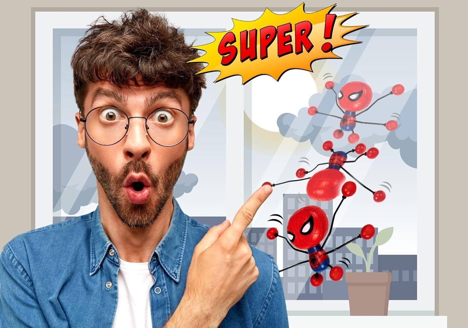 Spiderman Wall Walker Spidey flip and crawl squish and stretch Hero Marvel