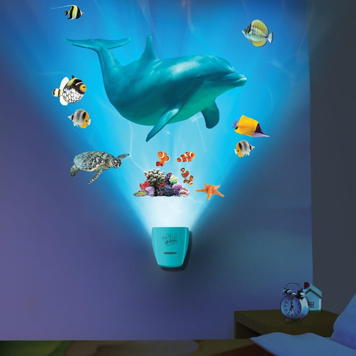 Wild Walls Dolphin Voyage Light & Sound Wall Decal Set Underwater Room Decor