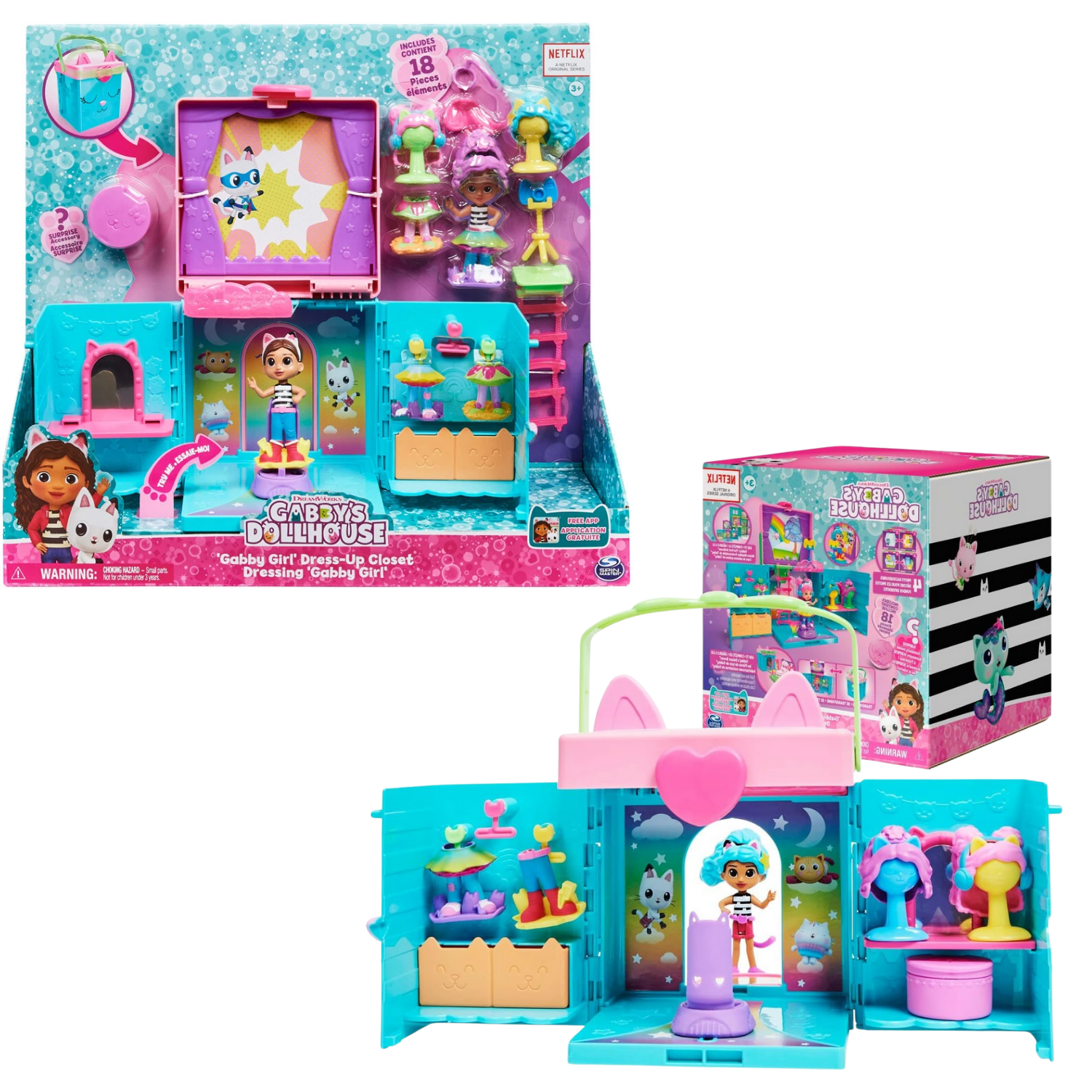 Gabby Dollhouse Dress Up Closet Playset with Figure Accessories Toy Age 3 Plus