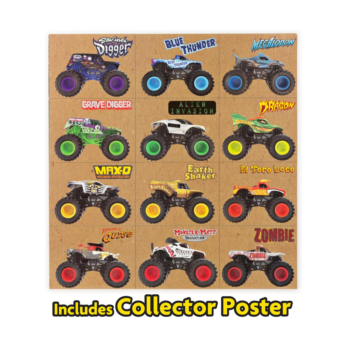 Monster Jam 12-Pack of 1:64 Scale Die-Cast Monster Trucks New Toy Grave Digger