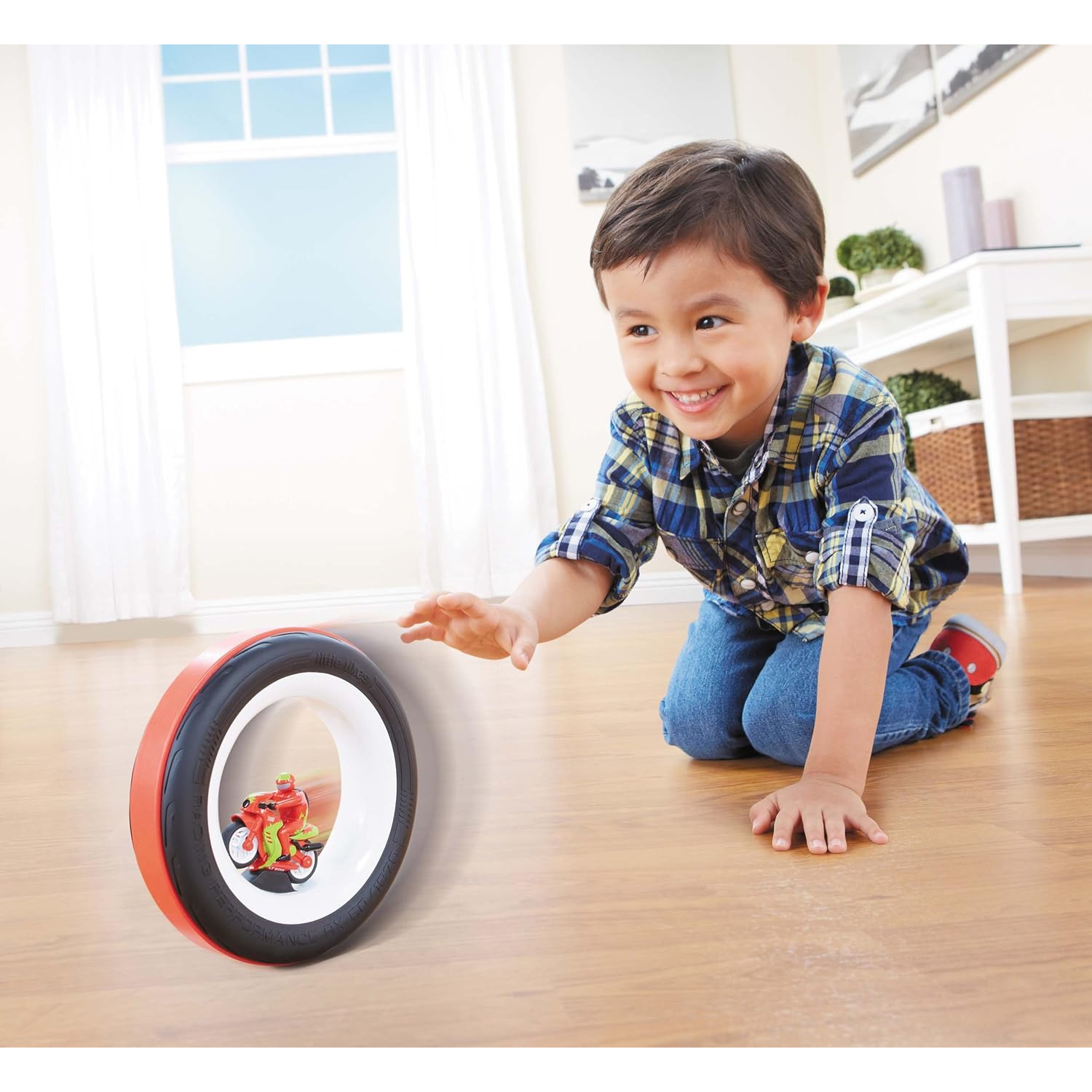 Little Tikes Tire Racers Motorcycle Toy Vehicle with Rolling Tire for Kids 3+