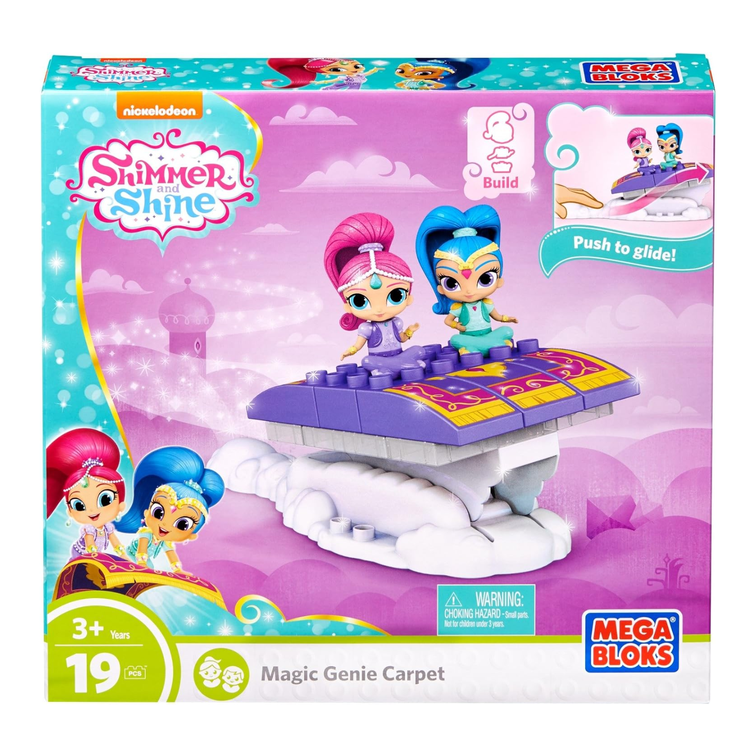 Mega Bloks Shimmer & Shine Magic Genie Carpet Building Set with Figures 19pcs