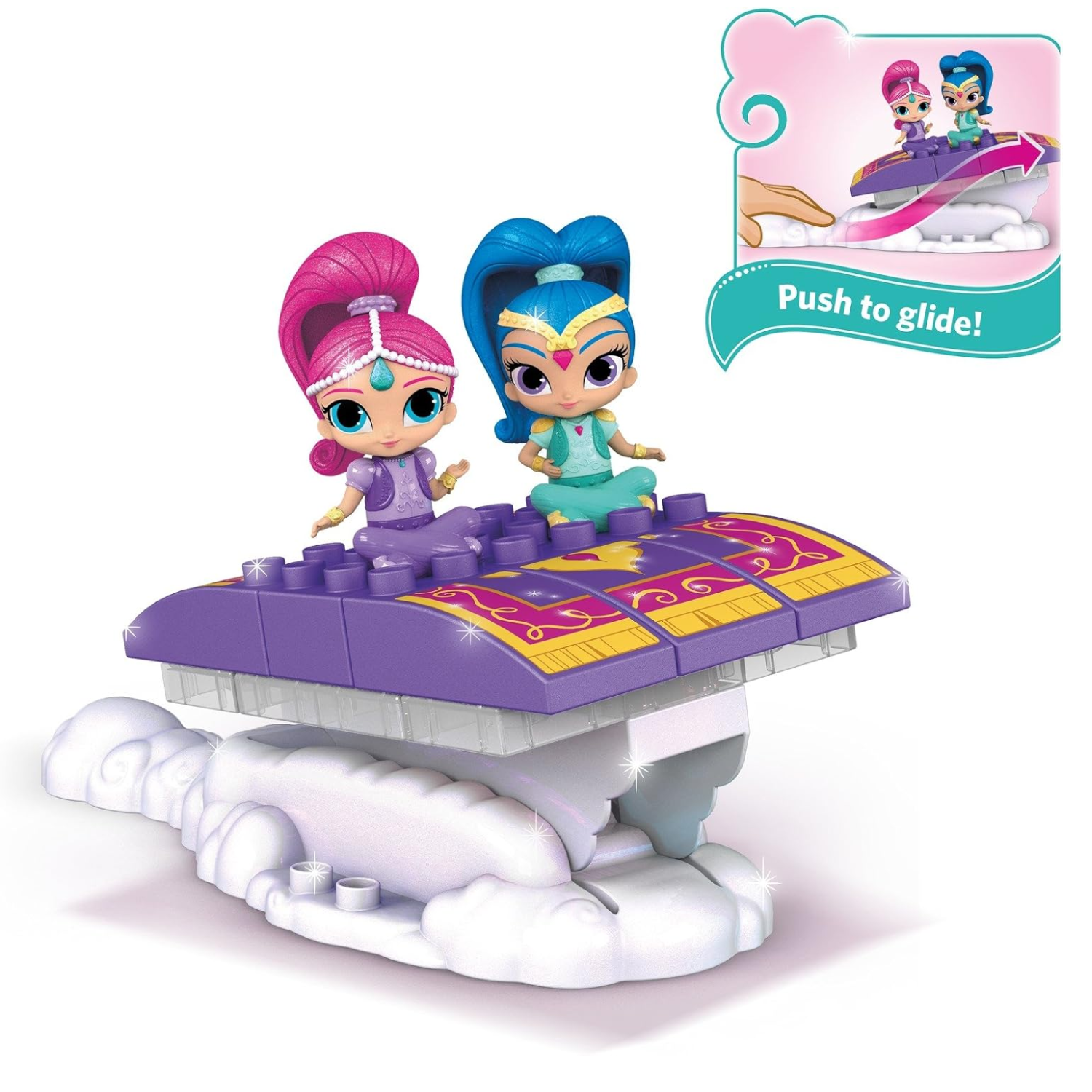 Mega Bloks Shimmer & Shine Magic Genie Carpet Building Set with Figures 19pcs