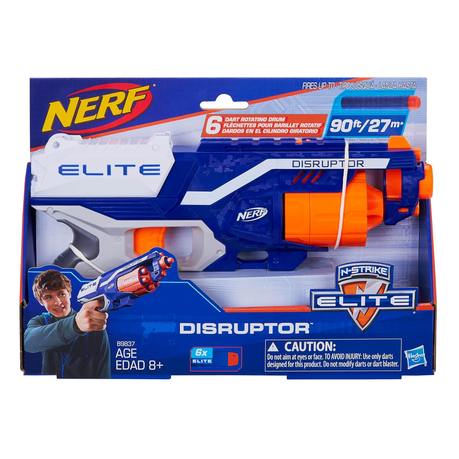 Nerf Elite Disruptor Blaster with 6-Dart Rotating Drum and Slam-Fire Action Toy