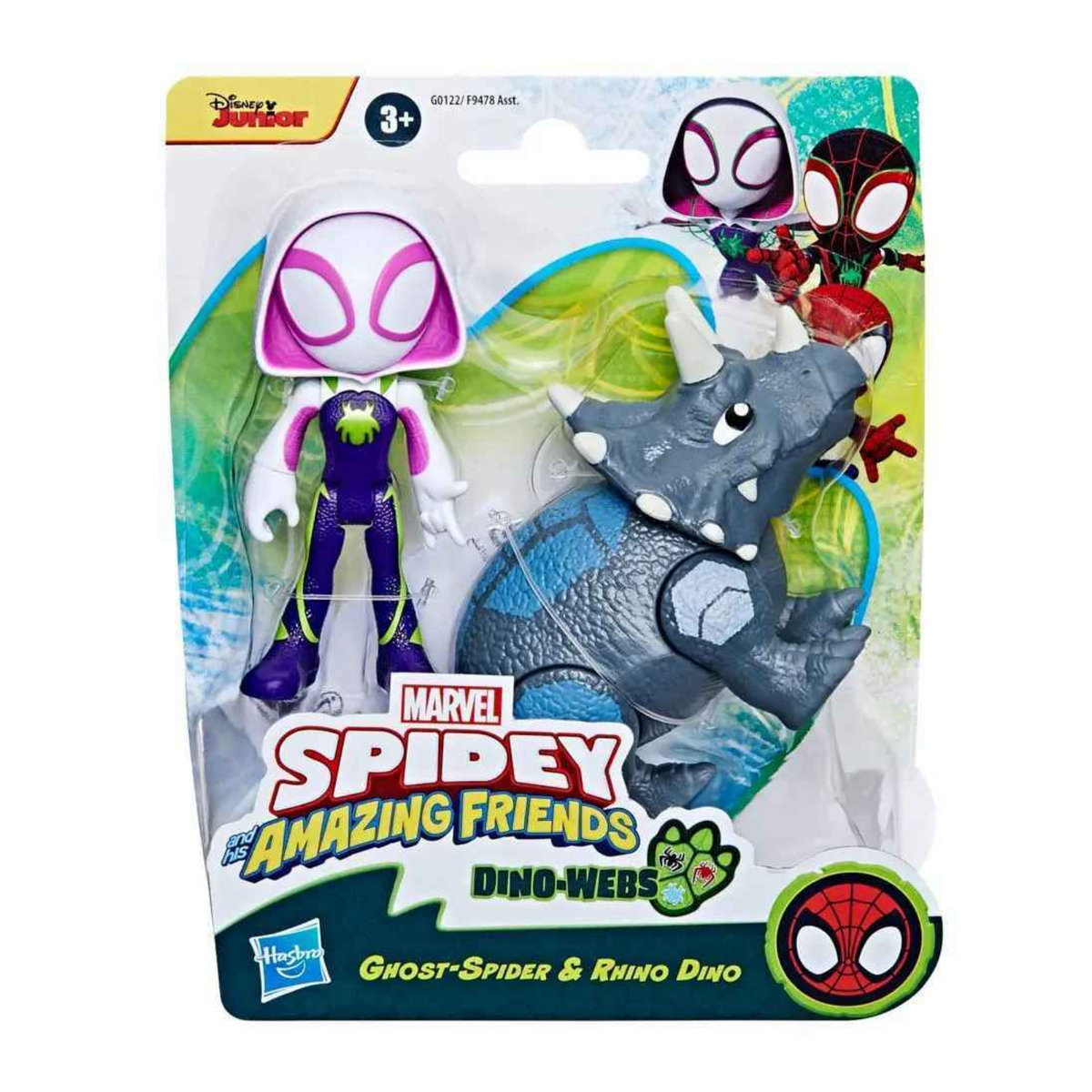 Spidey and Friends Dino Webs New Toy Ghost Spider and Rhino Dino