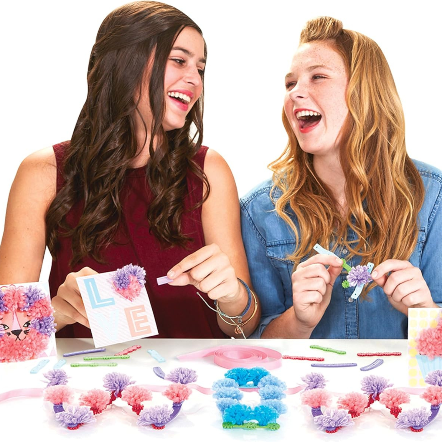Pom Pom Wow! Snap & Decorate Set – 50 Pom Poms, Letters, Cards, Ribbon
