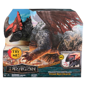 Dreamworks Dragons Titan Red Death Dragon Figure Roaring Wings Action Play Toy