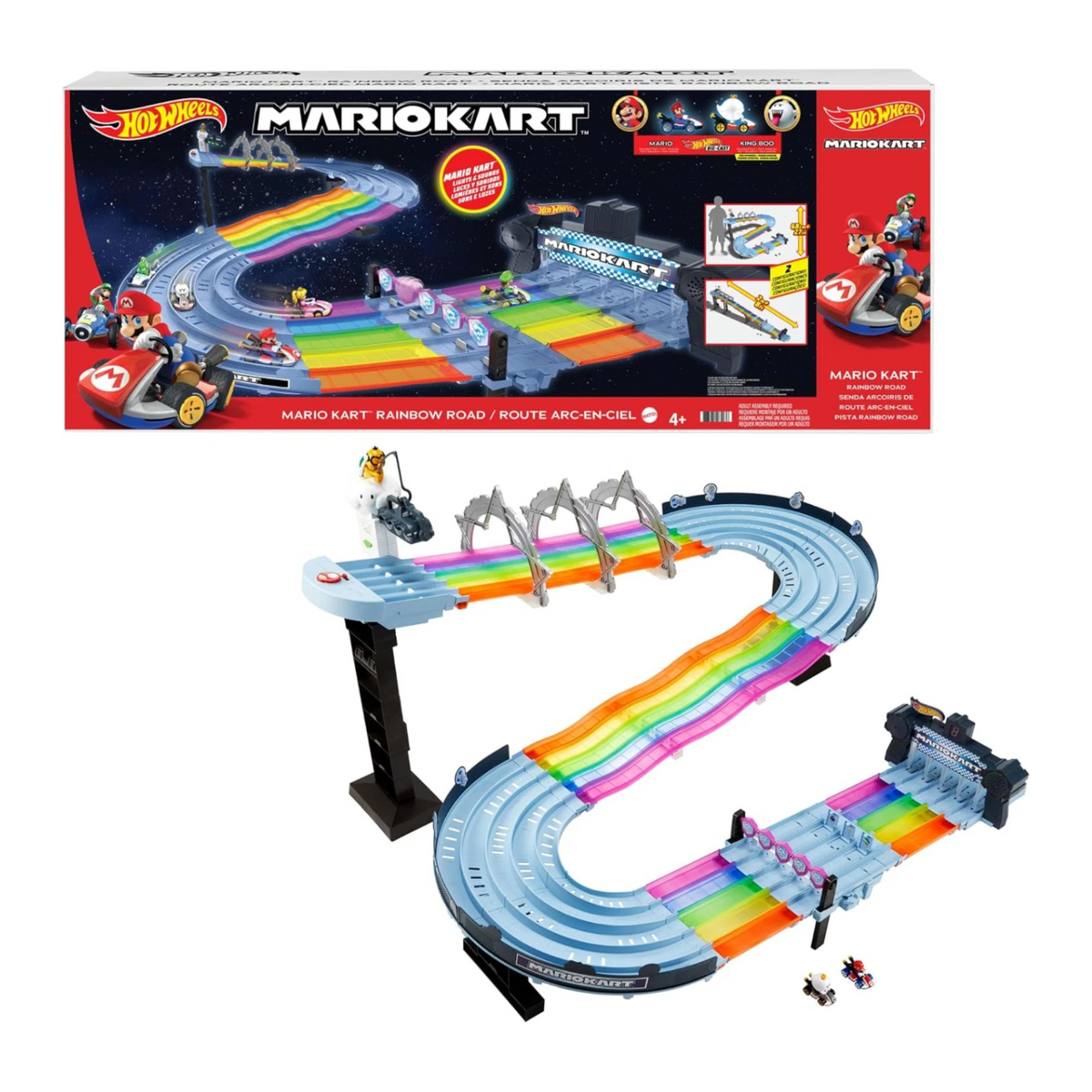 Hot Wheels Mario Kart Rainbow Road Raceway 8-Foot Track Lights and Sounds