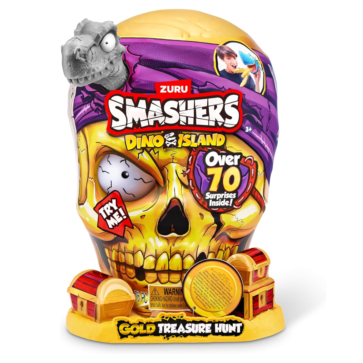 Smashers Dino Island Gold Treasure Hunt Playset with 70+ Surprises Ages 3-12