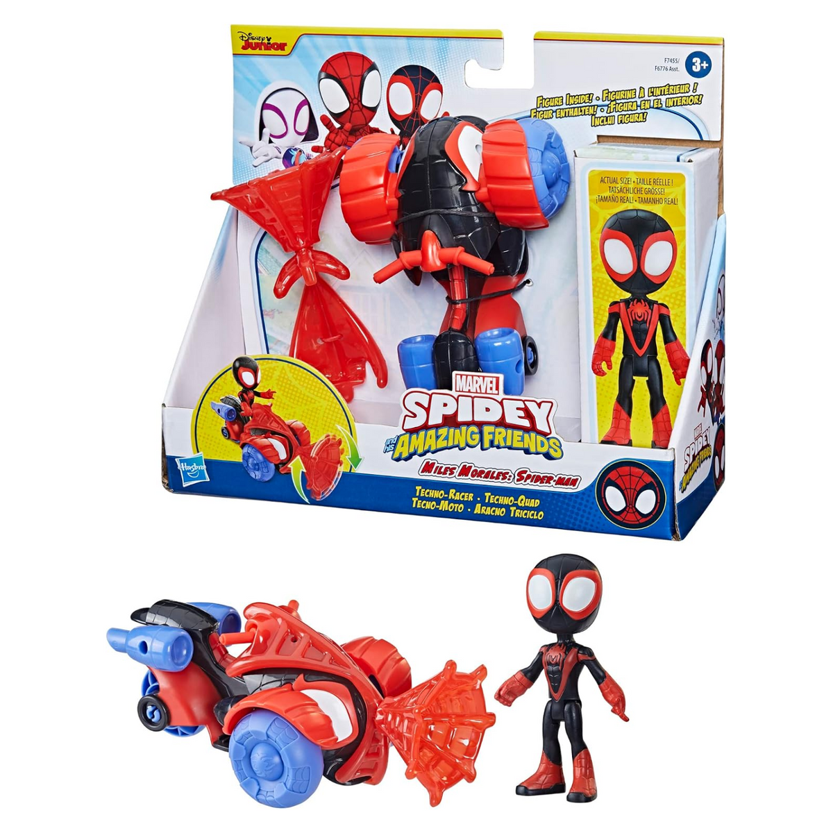 Spidey And Friends Techno Racer Vehicle Miles Morales With Accessory New Toy