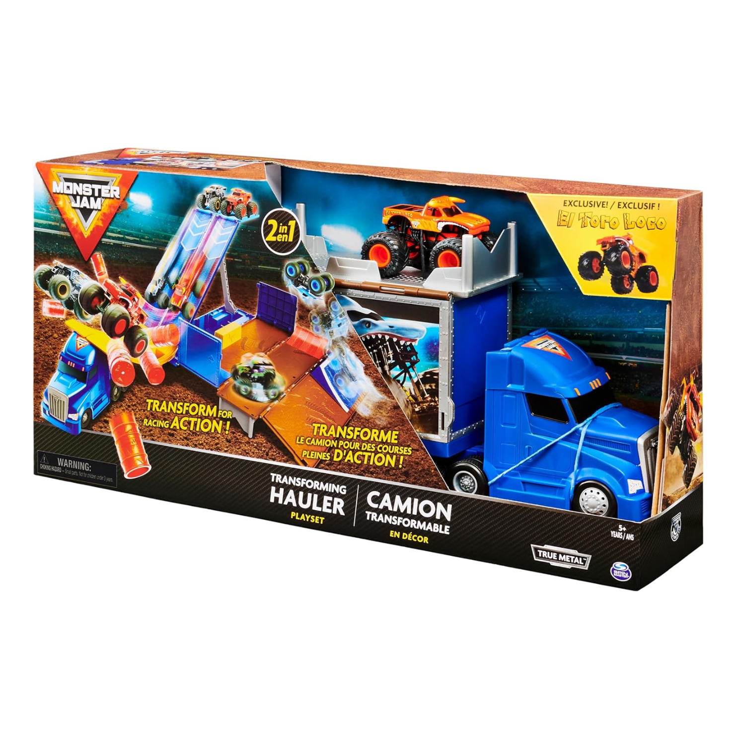 Monster Jam Transforming Hauler Playset 1:64 Scale Truck Kids Toy Vehicle Set
