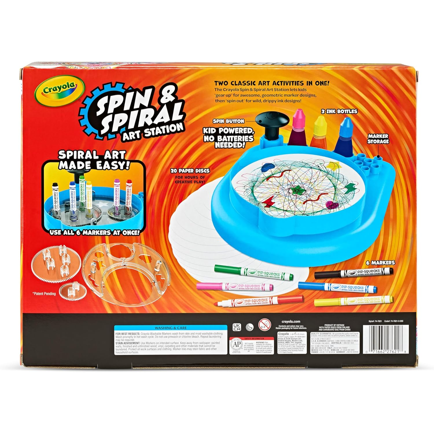 Crayola Spin & Spiral Art Station 2-in-1 Creative Drawing and Spin Art Set Ages