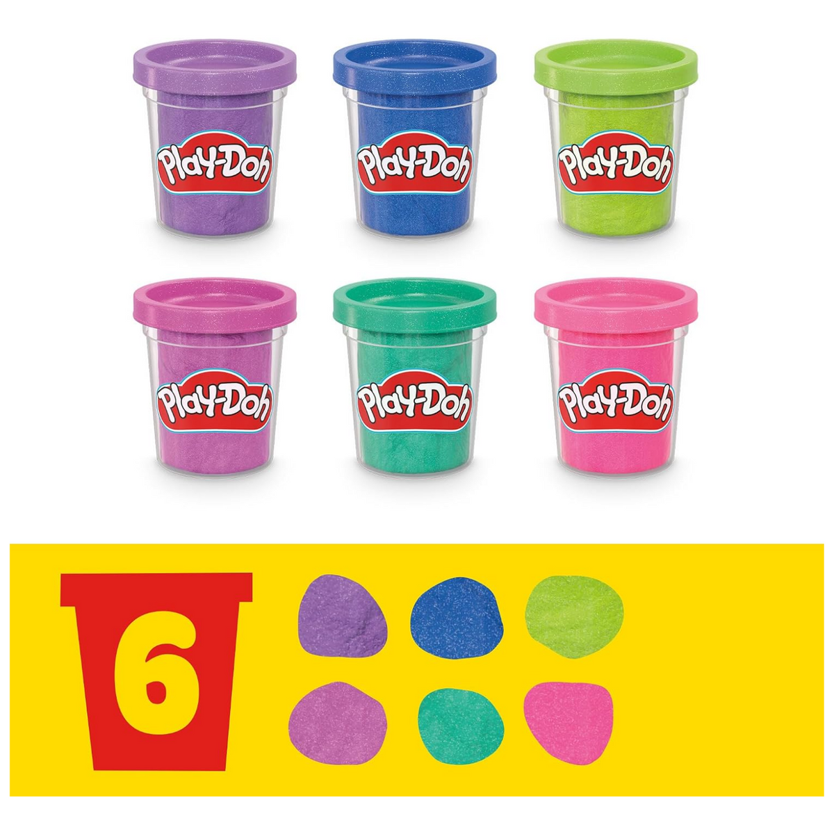 Play-Doh 6 Pack Sparkle Collection Metallic Shine Colors New Toy