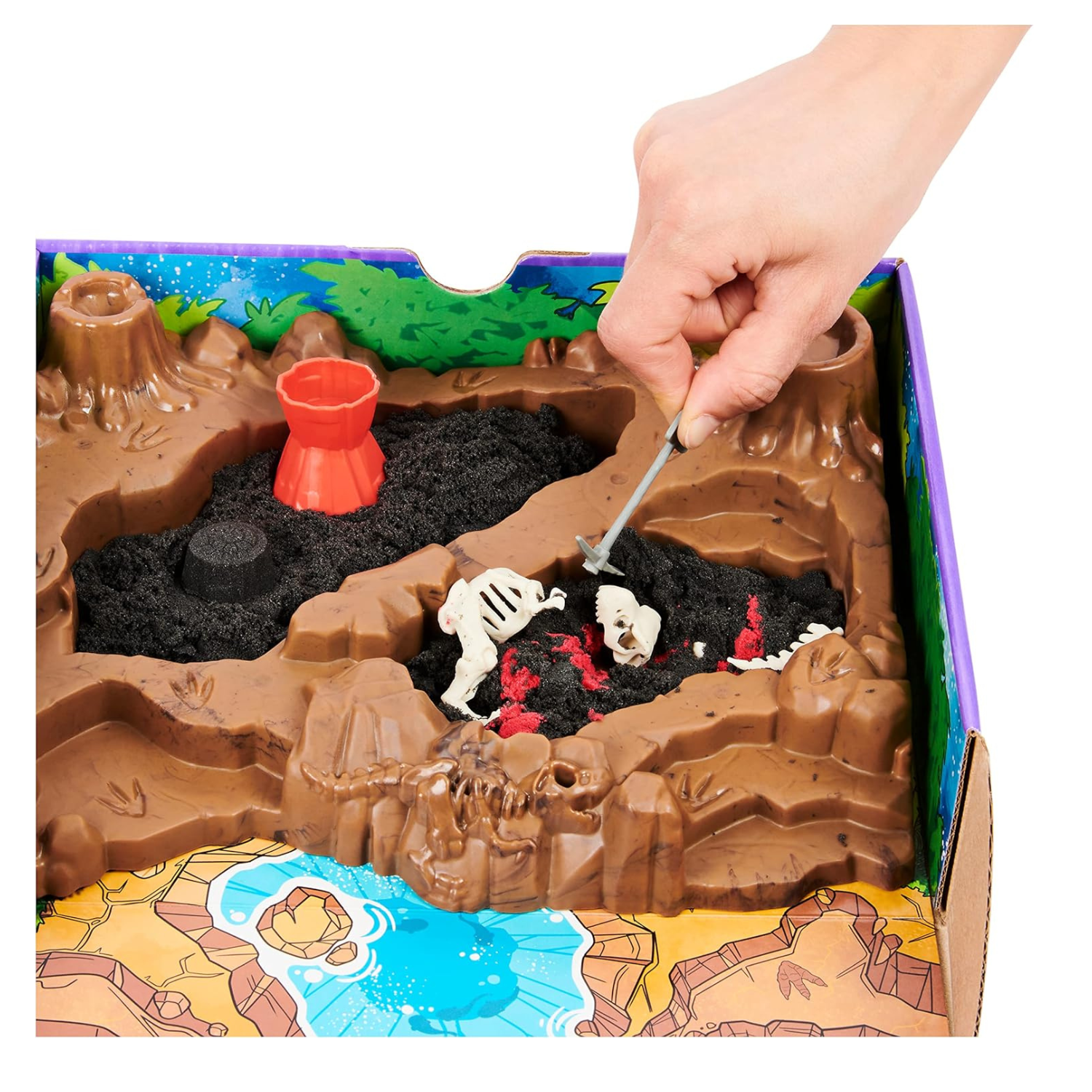 Kinetic Sand Dino Dig Playset with 10 Hidden Dinosaur Bones Kids Toy Age 6+ Gift