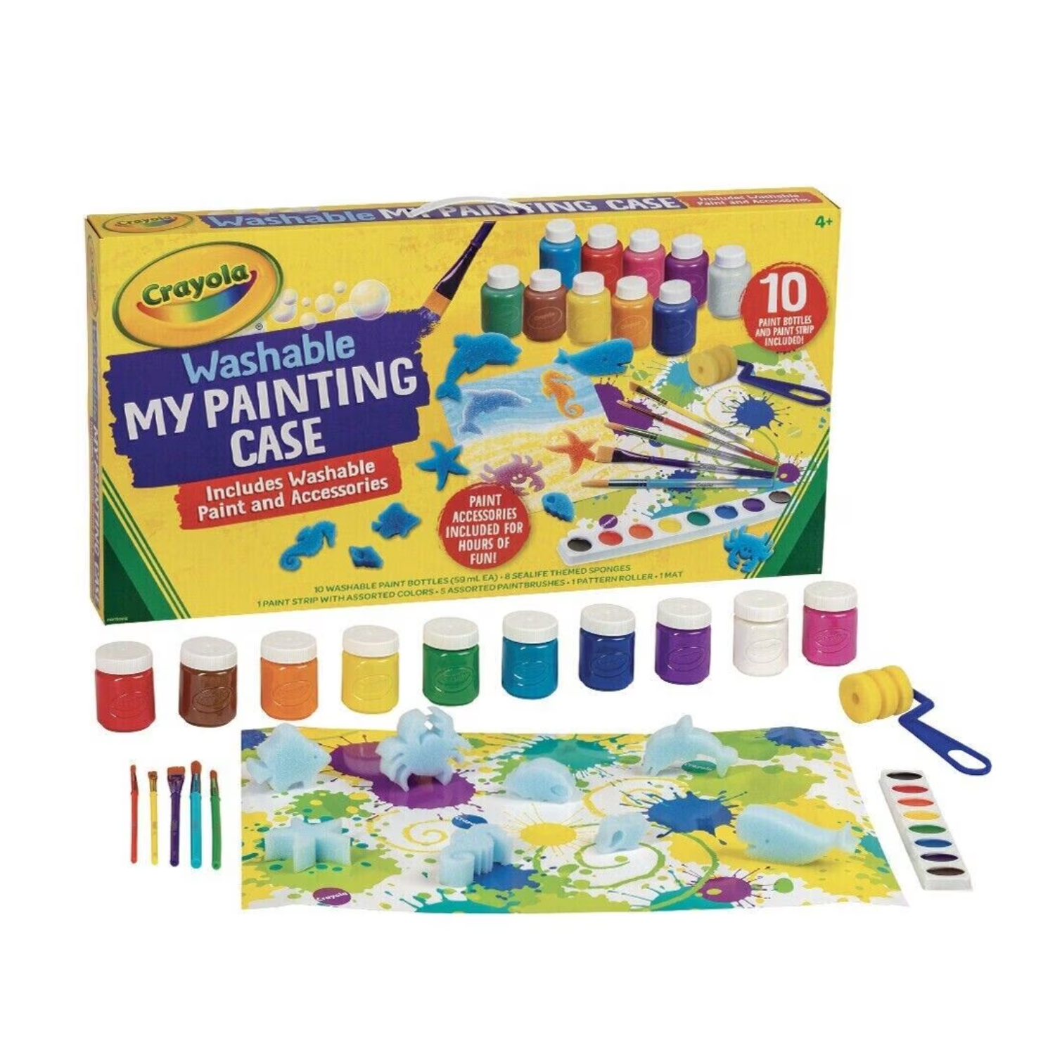 Crayola Kids Washable My Painting Case Sealife themed sponges Paint Colours Play