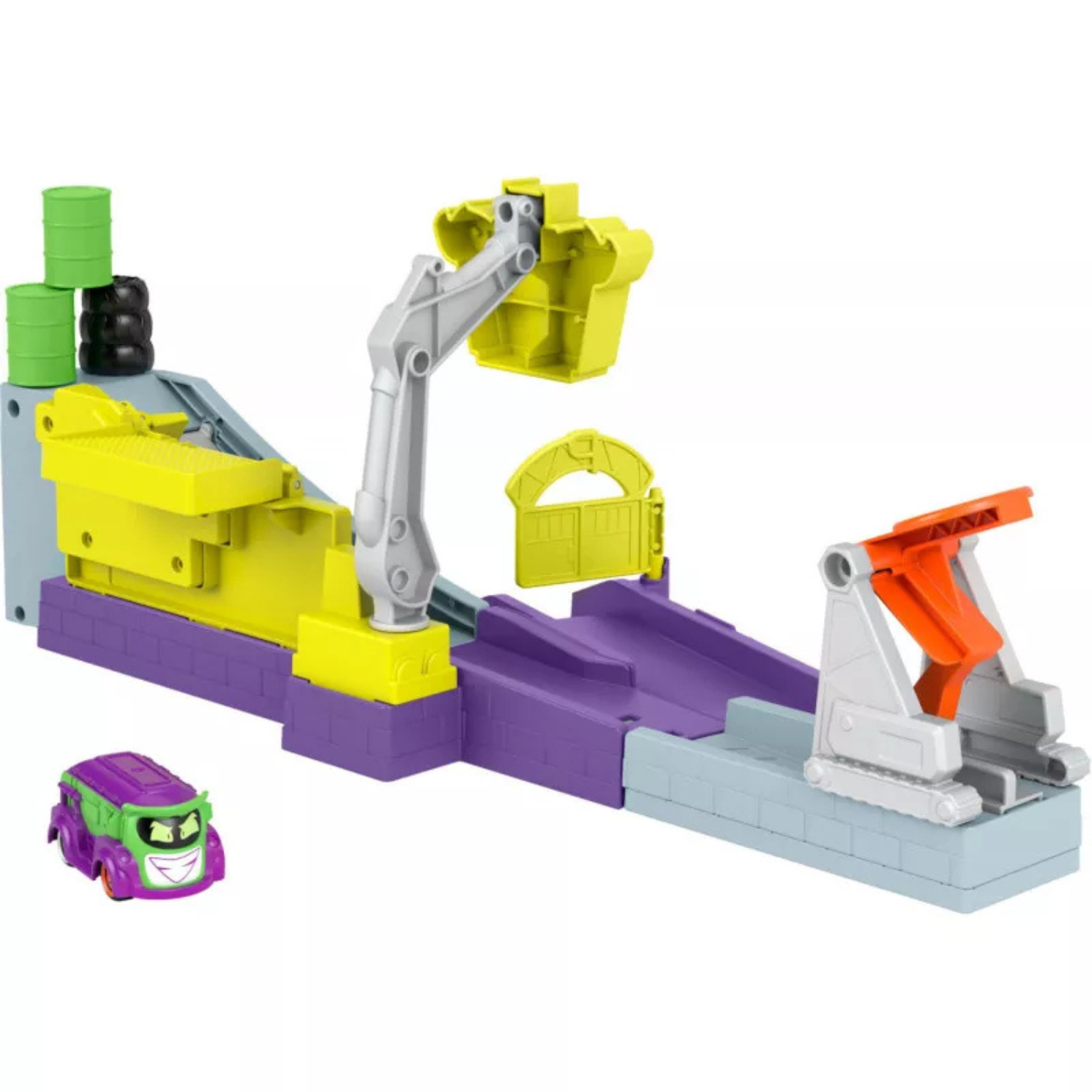 Fisher-Price Triple Launch Scrapyard Playset with Toy Car & Ramp Action 3+