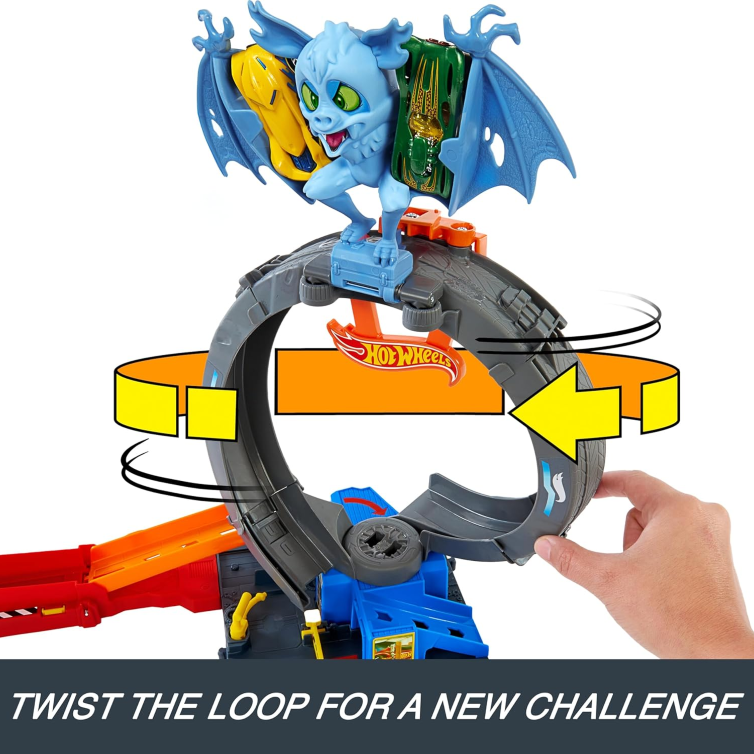 Hot Wheels City Toy Car Track Set Bat Loop Attack New Toy