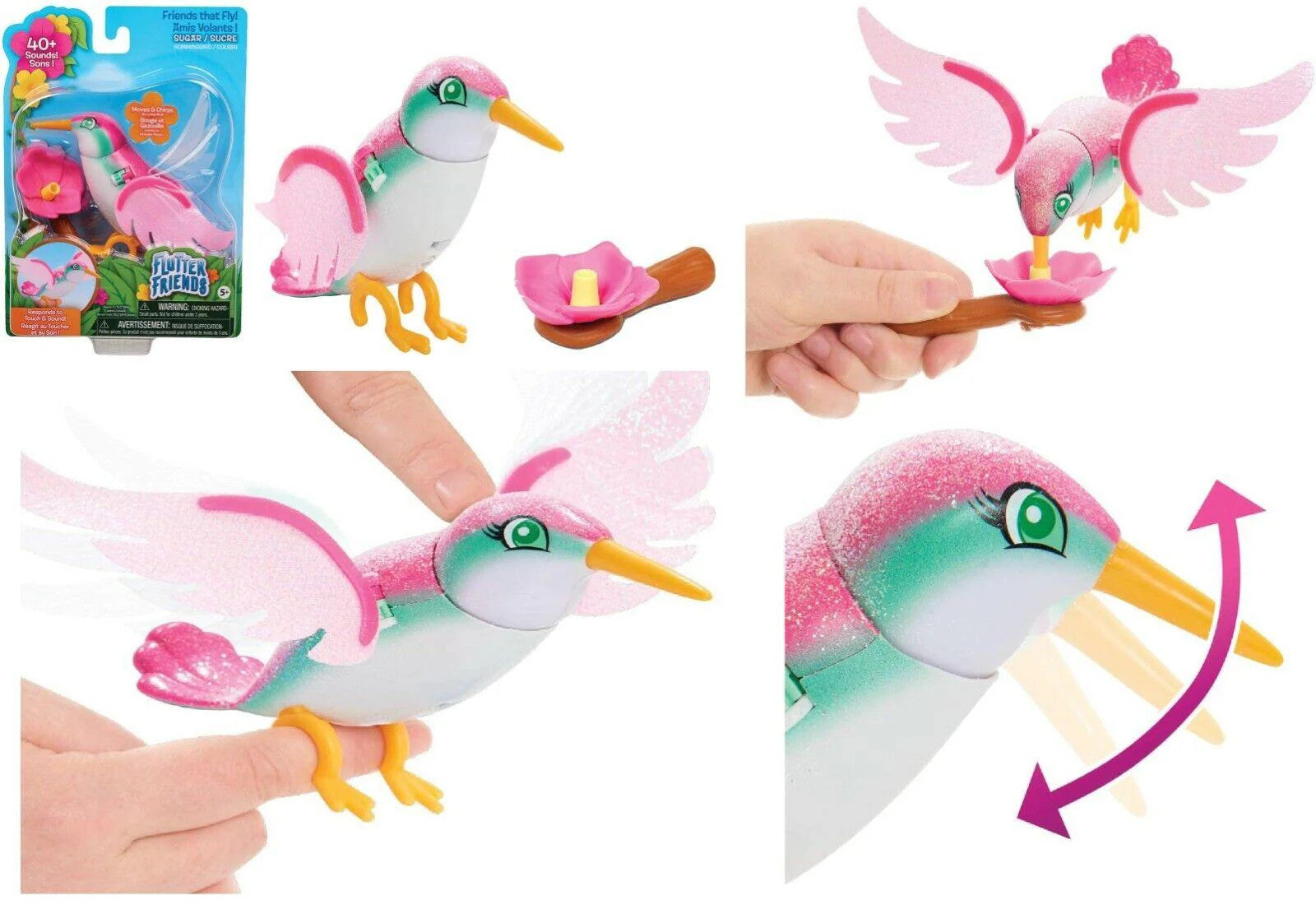 Flutter Friends Sugar Electronic Pet Hummingbird Ages 5+ Toy Bird Play Live Pets