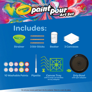 Crayola Washable Paint and Pour Art Set Tie Dye Marble Painting Kit for Kids 6+