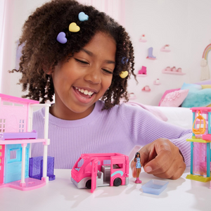 Barbie Mini BarbieLand 4 Pack Dolls Vehicles Set Color Change Toy Play Age 4PLUS