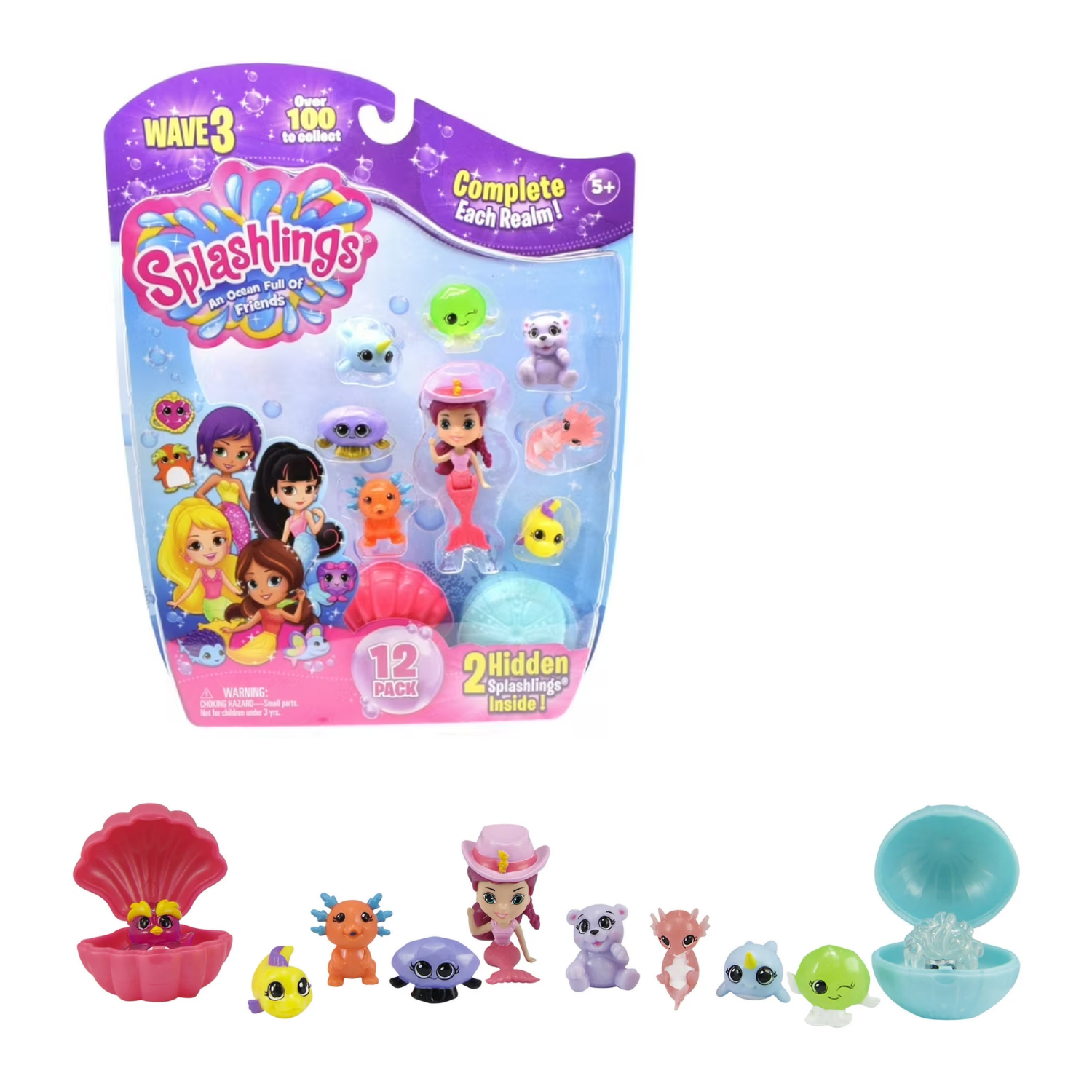 Splashlings Wave 3 12 Pack Mermaid and Sea Friends Toy Set for Kids Aged 5 +