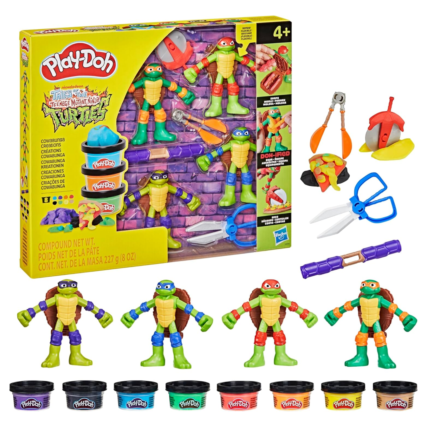 Play-Doh Teenage Mutant Ninja Turtles Cowabunga Bendy 4 Inch Action Figures Set