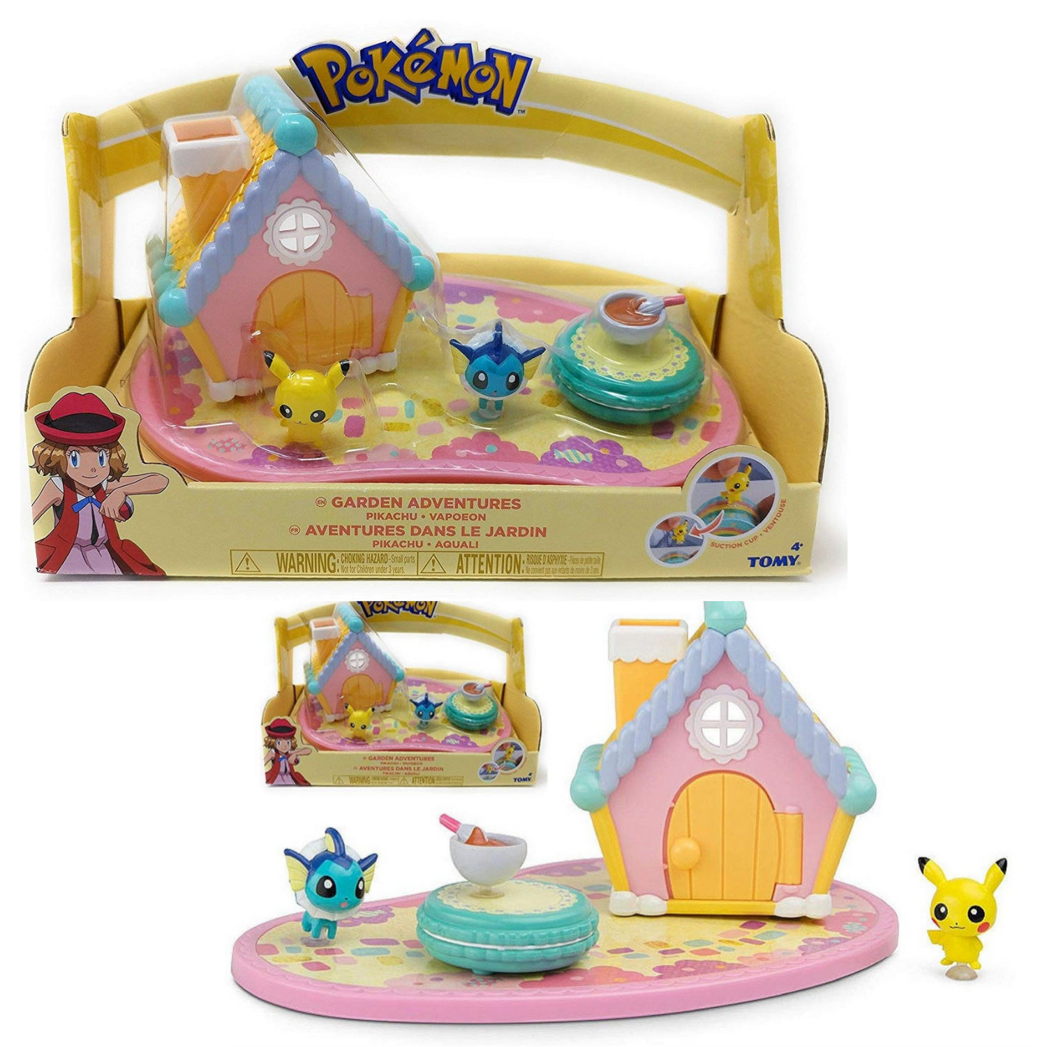 TOMY Pokemon Garden Adventures Playset Pikachu & Vaporeon Figures & House Set