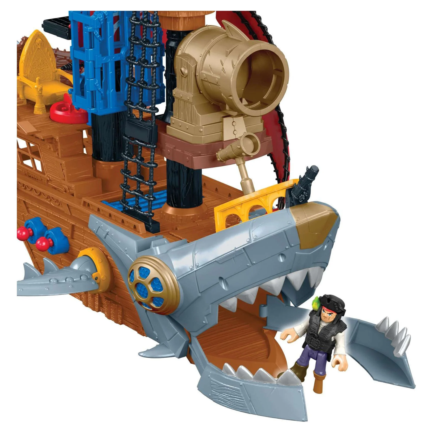 Fisher-Price Imaginext Shark Bite Pirate Ship Playset with Figure Kids Toy 3+