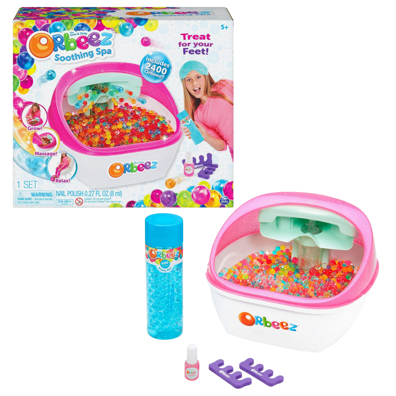 Orbeez Ultimate Soothing Foot Spa Set 2400 Beads Nail Polish Toe Separators Gift