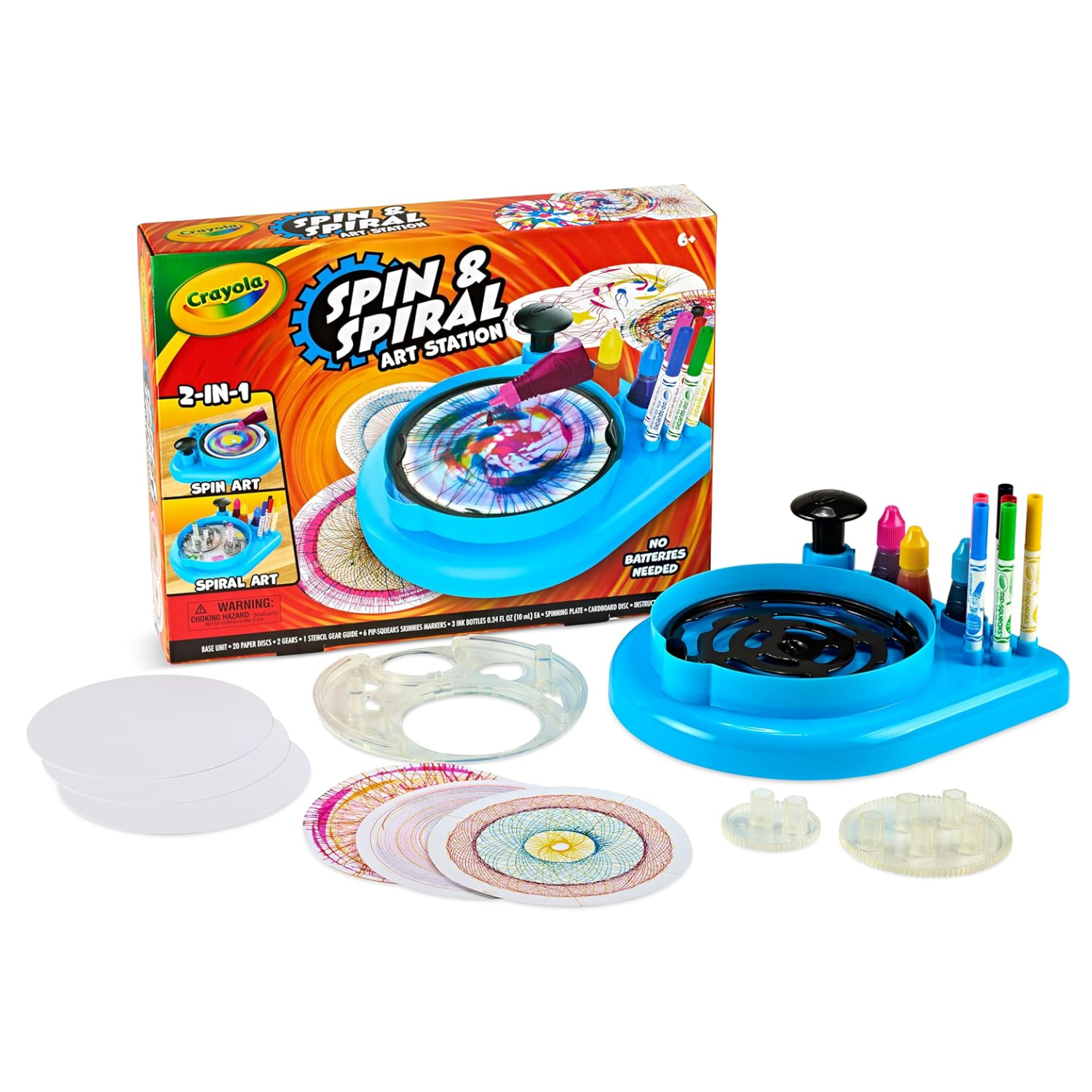 Crayola Spin & Spiral Art Station 2-in-1 Creative Drawing and Spin Art Set Ages