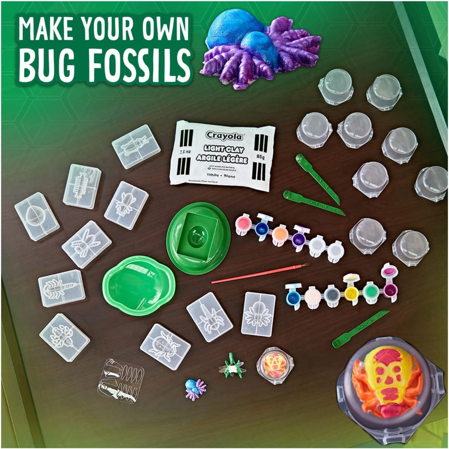 Crayola Critter Creator Fossil Lab Bug Fossil Making Clay Craft Kit for Kids 7+