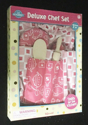 Toysmith Deluxe Chef Set Hat Ages 5+ New Toy Wooden Spoon Hot Pad Rolling Pin