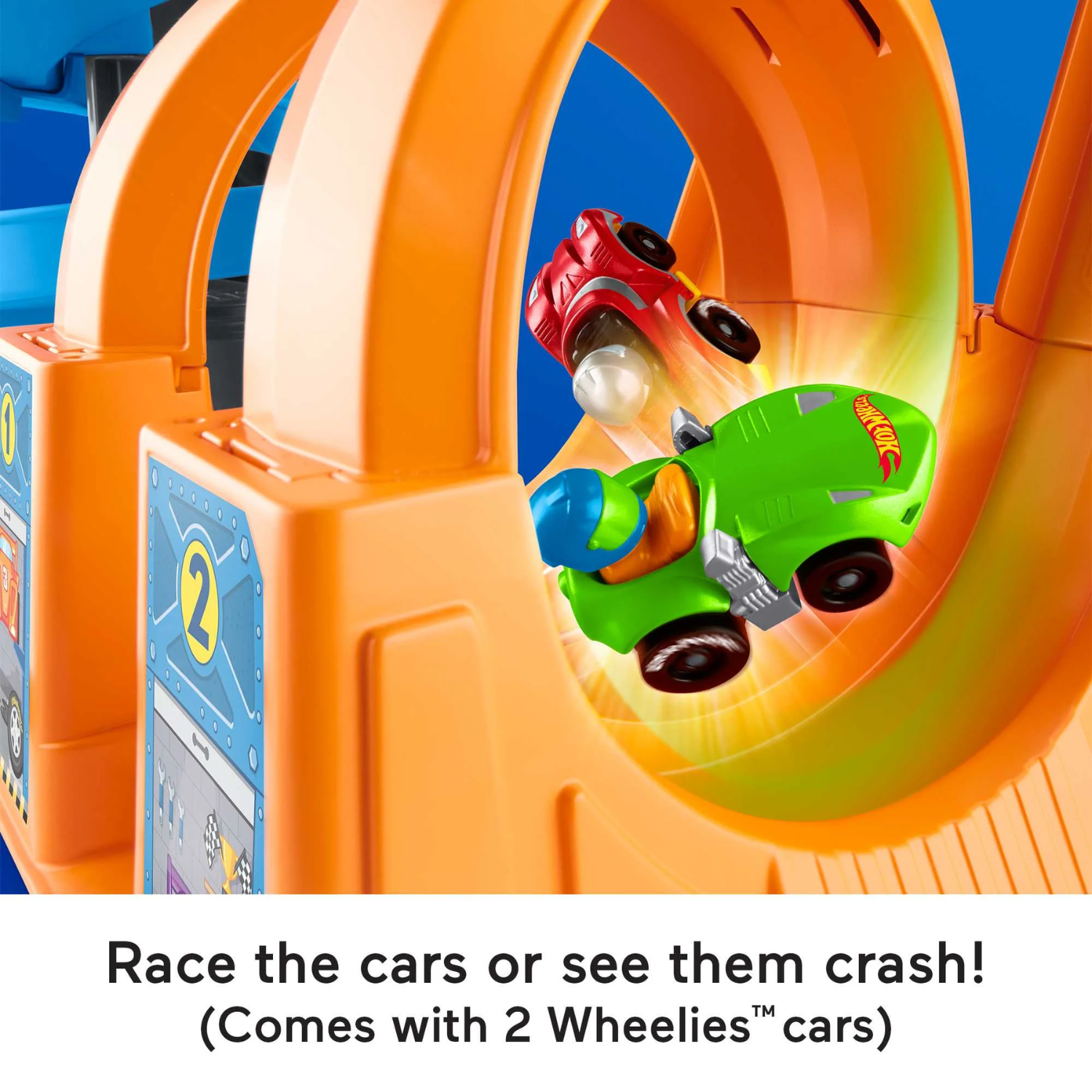 Fisher-Price Little People Hot Wheels Racing Loops Tower Playset Cars