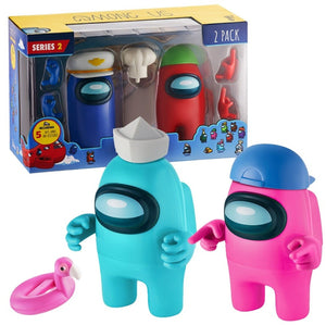Among Us Series 2 Action Figures 2 Pack Pink Red Blue Cyan Video Game Play Gift