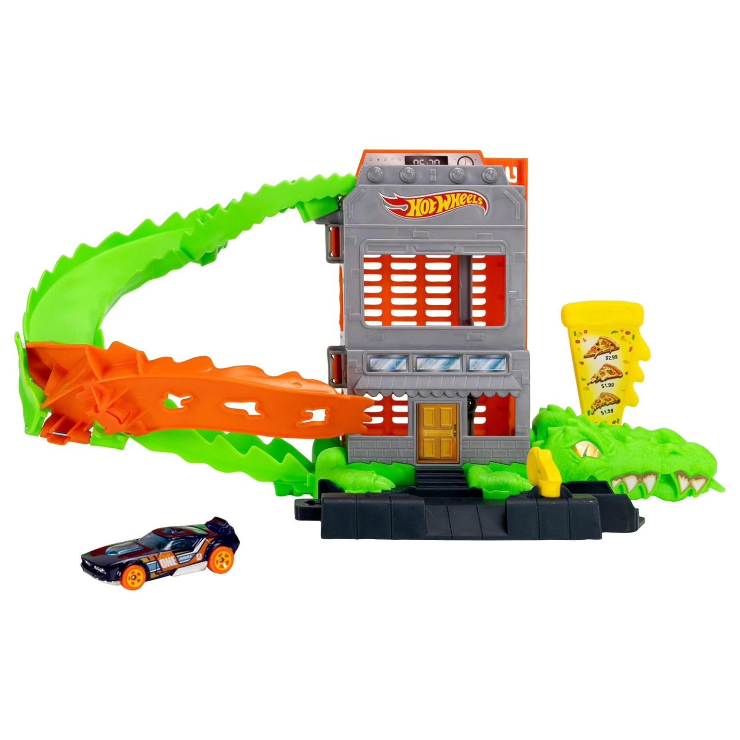 Hot Wheels Toy Car Track Set Croc Pizza Attack Playset New Toy