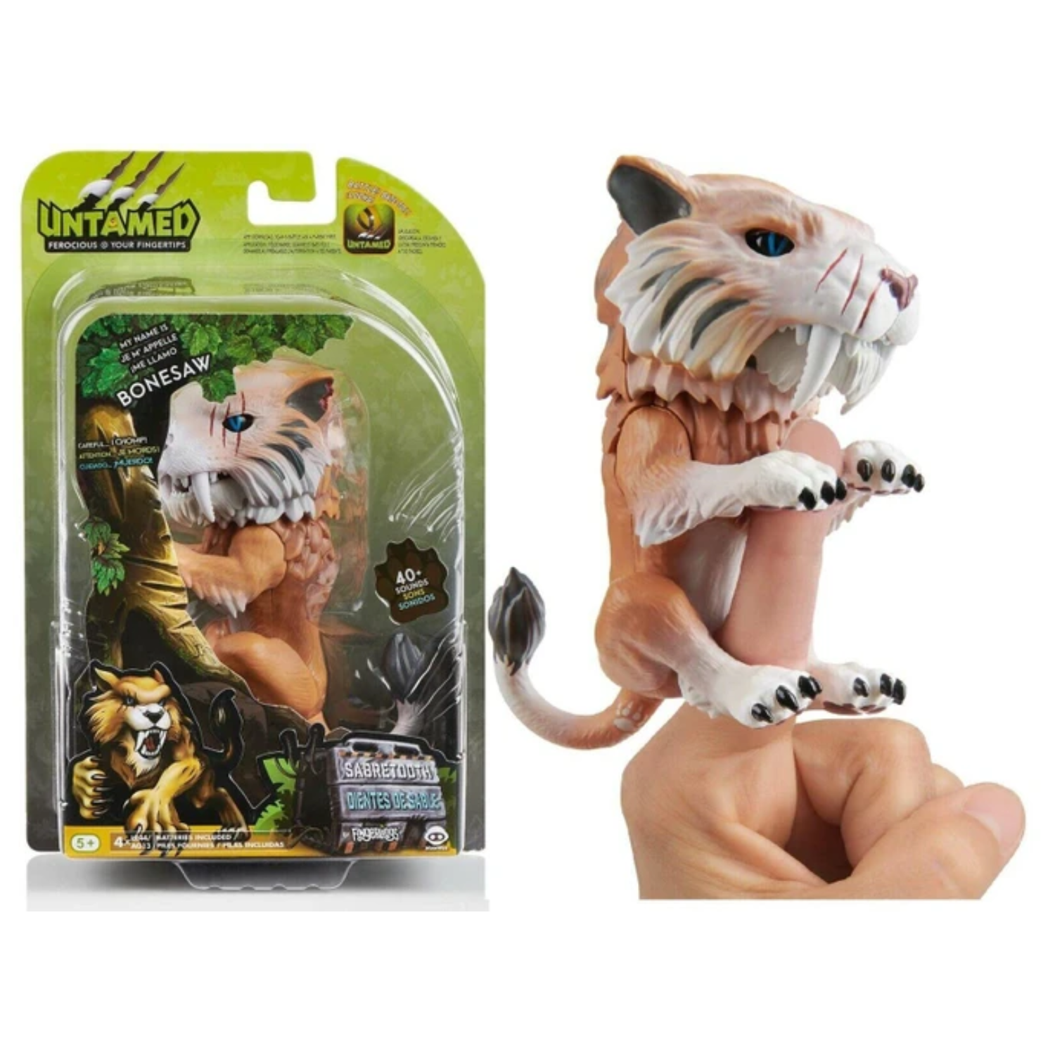 WowWee Fingerlings Untamed Tiger Sabretooth Bonesaw Interactive Toy Pet