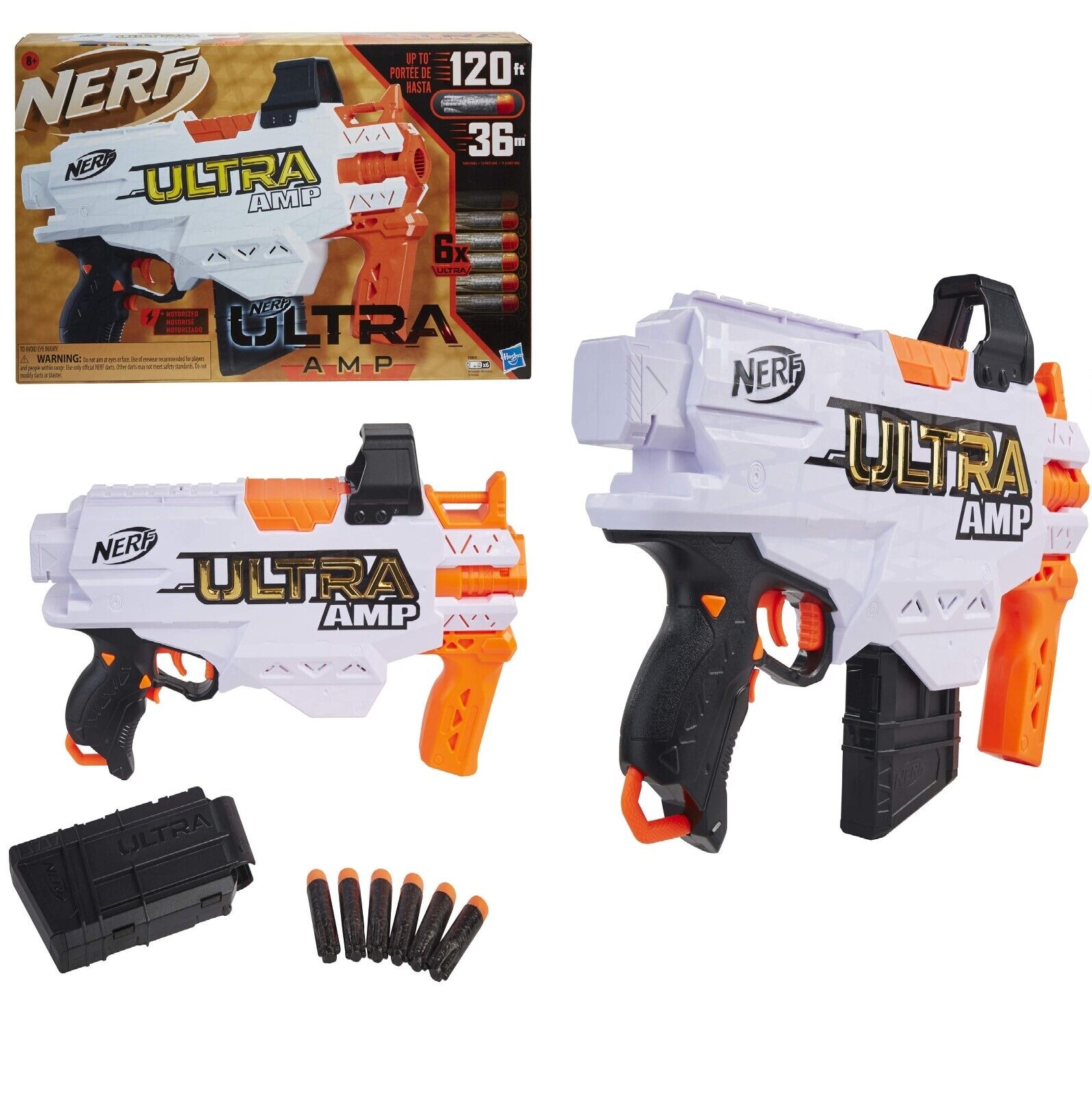 Nerf Ultra Amp Blaster Motorized 6 Dart Clip New Toy Play Gift