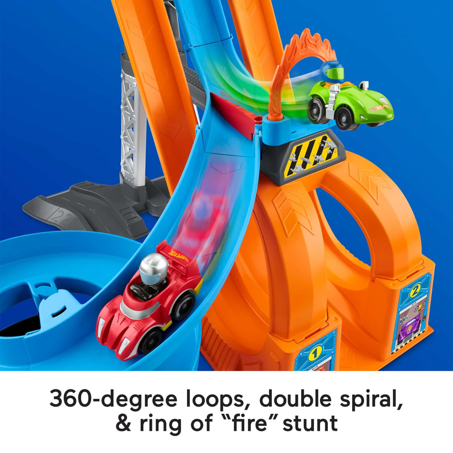 Fisher-Price Little People Hot Wheels Racing Loops Tower Playset Cars