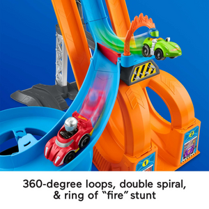 Fisher-Price Little People Hot Wheels Racing Loops Tower Playset Cars