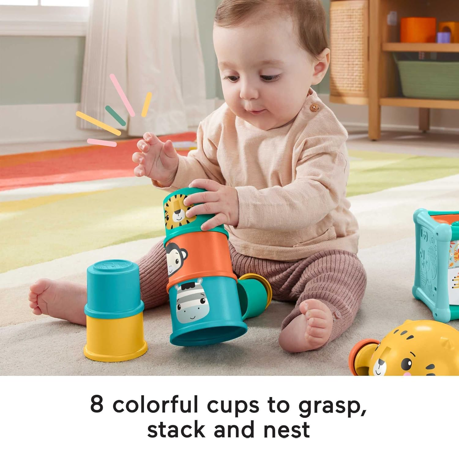 Fisher-Price Baby Gift Set Stacking Cups Roly Poly Push Car Fine Motor Sensory