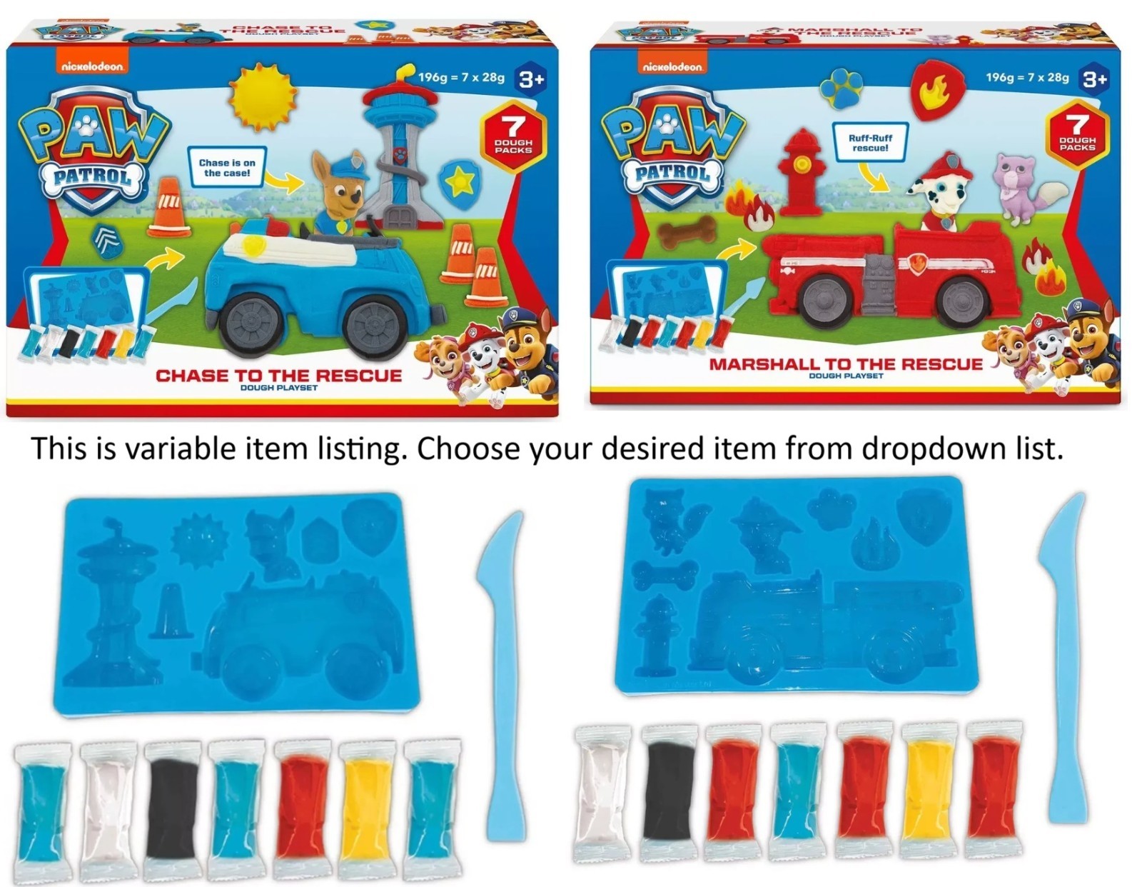 Paw Patrol Rescue Dough Playset Marshall Chase Ages 3+ New Toy Play