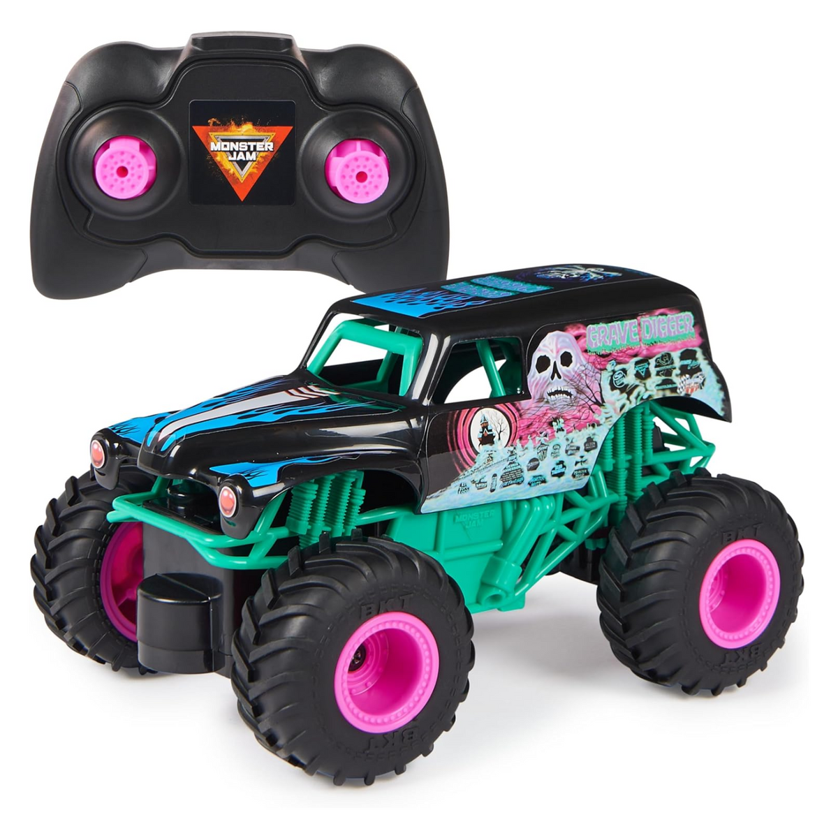 Monster Jam Nitro Neon Grave Digger Remote Control Monster Truck 1:24 Scale