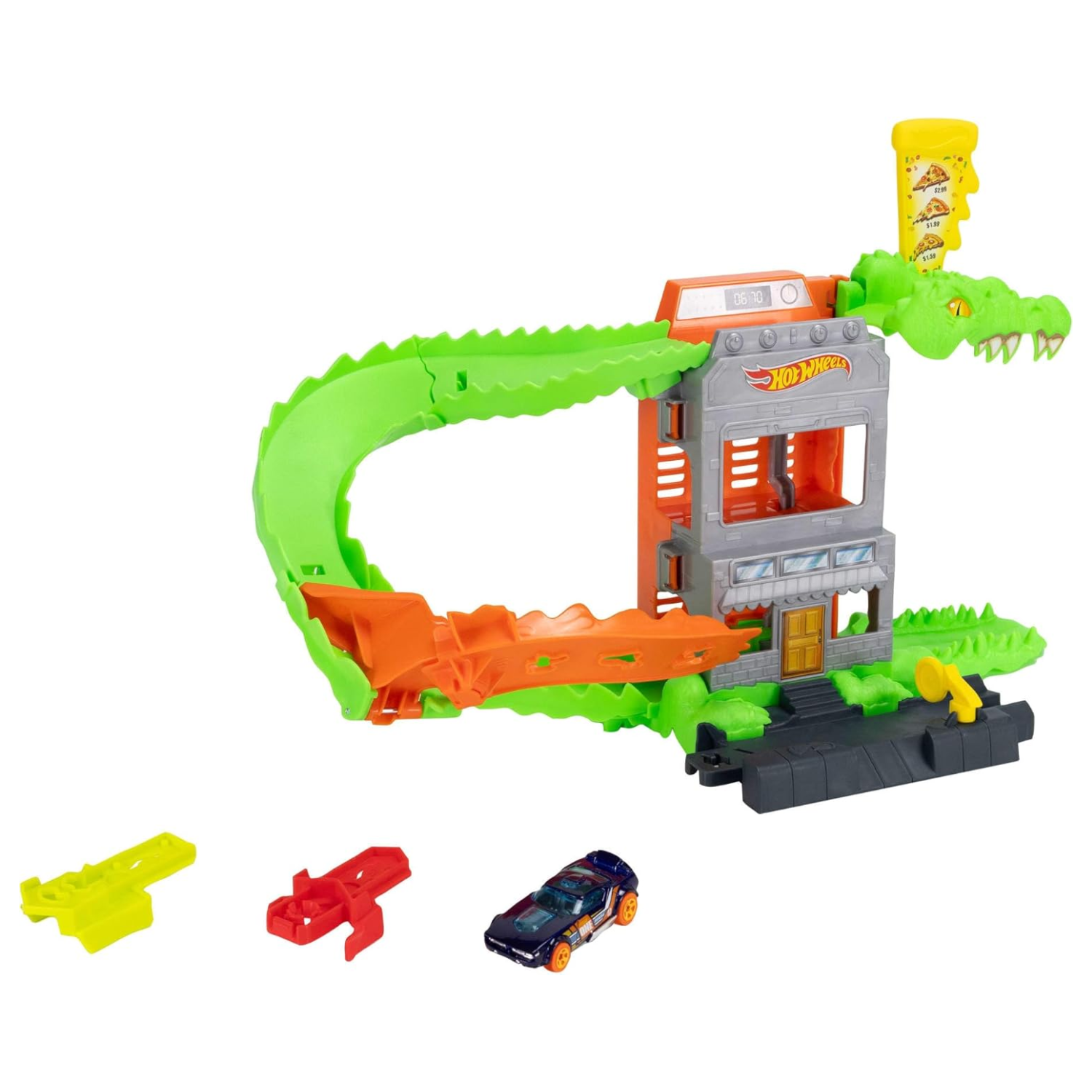 Hot Wheels Toy Car Track Set Croc Pizza Attack Playset New Toy